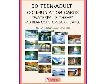 Waterfalls Theme - Teen/Adult Neurodivergent, Non-Verbal, Autistic Communication Cards