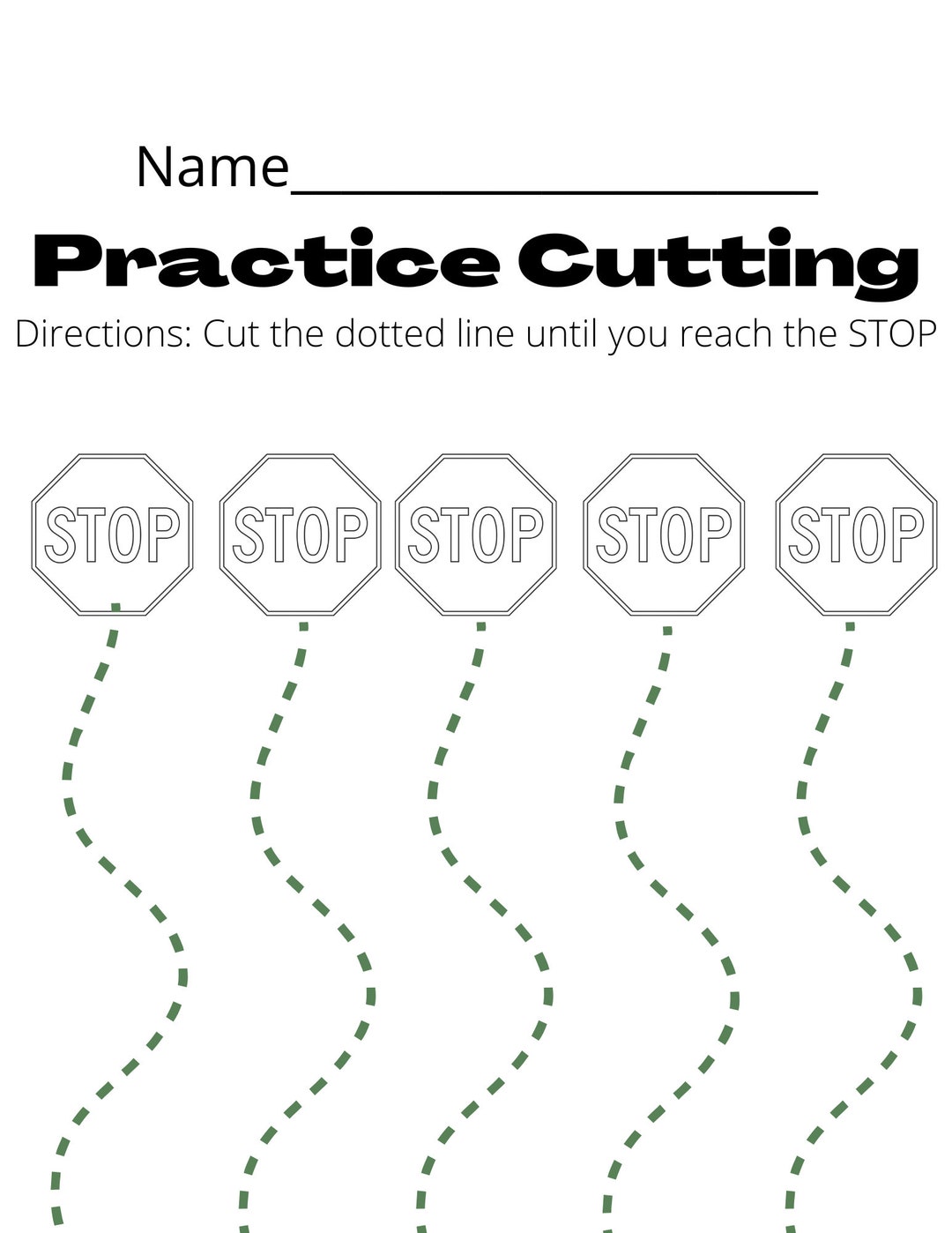 Cutting Practice Worksheet Curvy Lines Etsy Cutting Practice Worksheet Curvy Lines Etsy