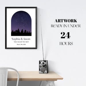 Benutzerdefinierte Sternenkarte | Personalisiertes Nachthimmel Poster | 3 Designs & 6 Farben | Hochzeit, Baby, Verlobung Geschenk | Digitaler Download