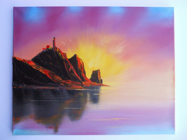 Bob Ross Style Oil Painting Landscape Mountain Alaska Seascape | Etsy