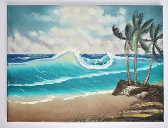 Bob Ross Style Oil Painting Landscape Original Signed Etsy