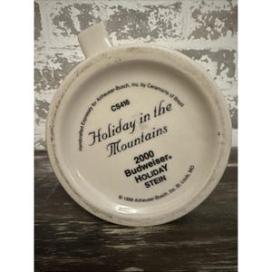 Budweiser Holiday Stein 2000 Holiday In The Mountains Anheuser-Busch Clydesdales image 4