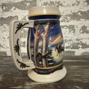 Budweiser Holiday Stein 2000 Holiday In The Mountains Anheuser-Busch Clydesdales image 3