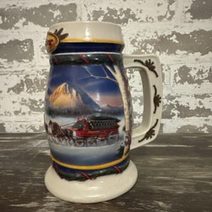 Budweiser Holiday Stein 2000 Holiday In The Mountains Anheuser-Busch Clydesdales image 2
