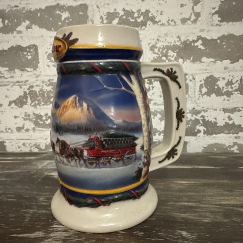 Budweiser Holiday Stein 2000 Holiday In The Mountains Anheuser-Busch Clydesdales image 2