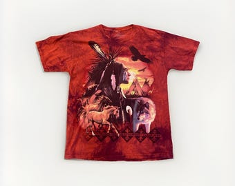 The Mountain Wolf Indian Nature Red Shirt Vintage SIZE L