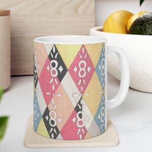 Japanese Vintage Art Ceramic Mug, 11oz 15oz, Tea Cup, Coffee Mug, Gift for Art Lover, Asian Design Kitchen Decor