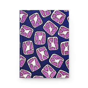Quaderno con copertina rigida e motivo a piastrelle geode rosa / Quaderno con pietre scintillanti blu