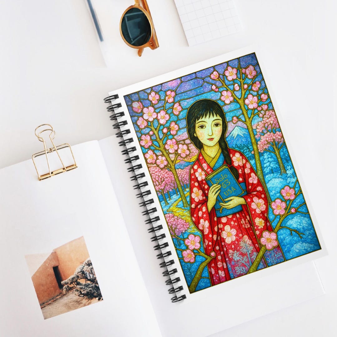 Artistic Floral Spiral Notebook – Cherry Blossom Journal, Ruled Pages ...