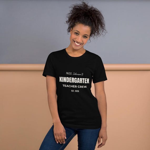 Kindergarten Teacher Shirt, Personalized Kinder Crew Tee, Custom Name Back to School Gift for Kindergarten Teacher
