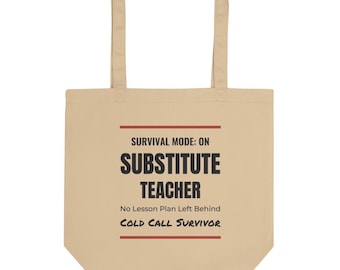 Cadeau voor invallers - Sub Plans Survivor Tote Bag, grappige leshumor voor invallers, ideaal voor de start van het schooljaar.