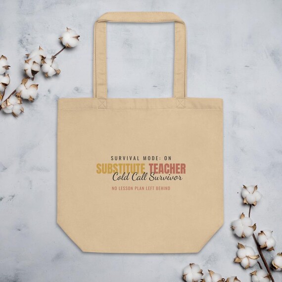 Substitute Teacher Gift - Personalized Name Sub Plans Survivor Tote Bag, Custom Cold Call Classroom Humor Tote Bag