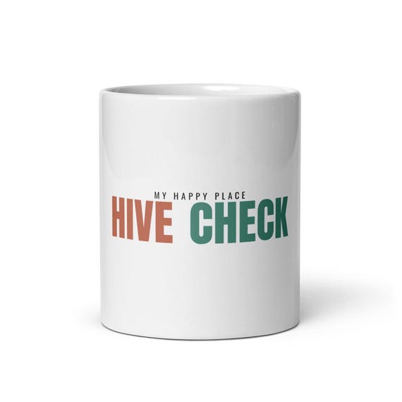 Backyard Beekeeper Mug, Hive Check My Happy Place, Custom Name Funny Beekeeping Hobby Gift for Bee Keepers