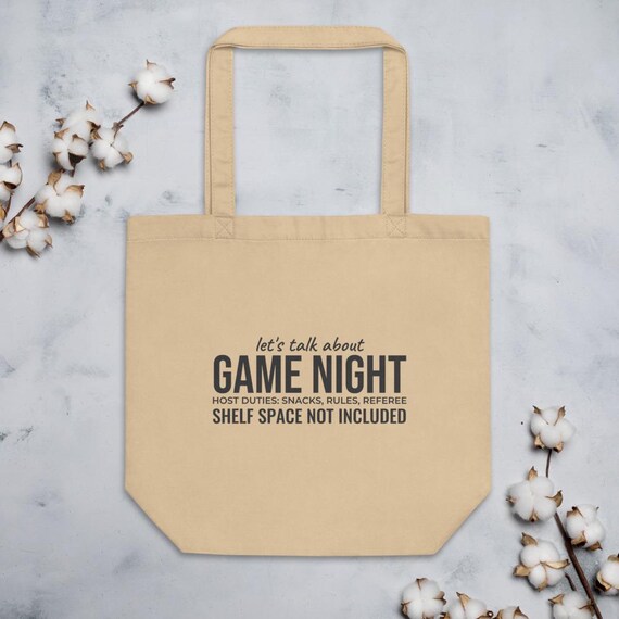 Board Game Night Host Gift Tote Bag - Custom Name Funny Game Night Tote for Board Game Lover with Shelf Space Joke
