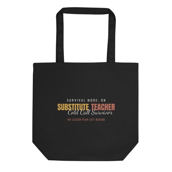 Substitute Teacher Gift - Personalized Name Sub Plans Survivor Tote Bag, Custom Cold Call Classroom Humor Tote Bag