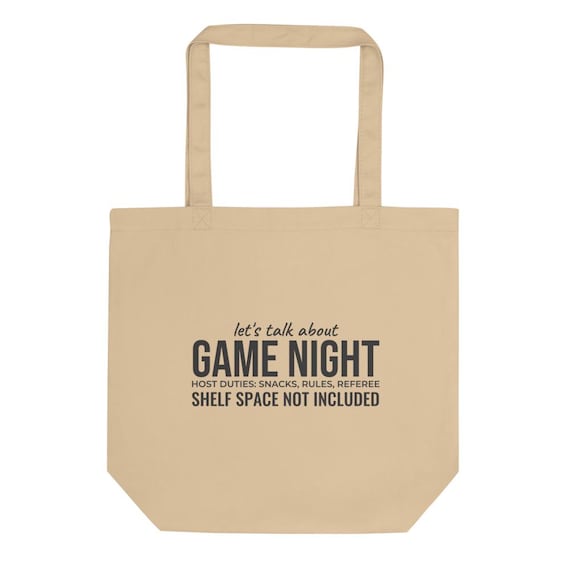 Board Game Night Host Gift Tote Bag - Custom Name Funny Game Night Tote for Board Game Lover with Shelf Space Joke