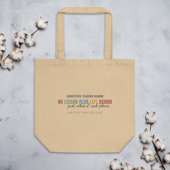 Substitute Teacher Gift - Personalized Name No Lesson Plan Left Behind Funny Tote Bag Humor