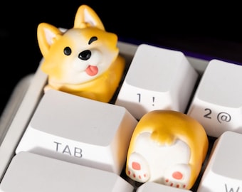 Leuke Corgi ambachtelijke keycap handgemaakte hars hond sleutel aangepaste mechanische toetsenbord accessoire schattig kawaii bureau cadeau voor huisdierliefhebbers en gamers
