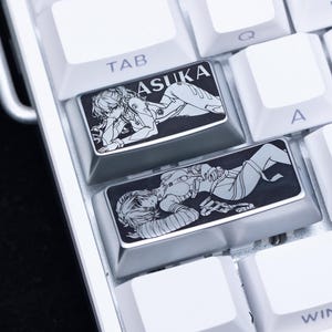 Asuka Rei Artisan Keycap Set Handmade Anime Inspired Keyboard Key Cute EVA Style Custom Resin Keycaps Gift for Mechanical Keyboard Otaku Fan