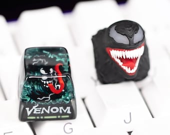 Dark Symbiote Monster Artisan Keycap Handmade Resin 1U Esc Key with Glossy Layered Design Backlit Keyboard Gift for Gamers Comic Fans