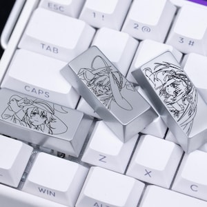 Anime Engraved Metal Keycap Elaina Kurumi Tokisaki Artisan Aluminum Alloy Keycaps Mechanical Keyboard Custom Collectible Otaku Gift