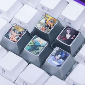 Naruto Metal Keycap Set Engraved Anime Artisan Keycaps Mechanical Keyboard Konoha Leaf Village Sharingan Akatsuki Symbols Five Styles
