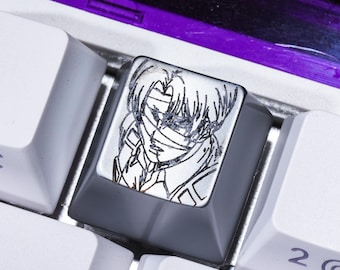 Tecla Levi Ackerman de metal grabada con láser, aleación de zinc, diseño personalizado para teclado mecánico, regalo AOT para coleccionistas, fanáticos de los videojuegos.