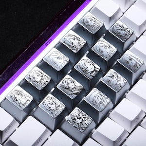 Frieren Beyond Journeys End Metal Keycap Set Laser Engraved Zinc Alloy 14 Character Designs Custom Keyboard Keycap Anime Gift for Collectors