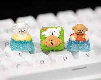 Carino cucciolo artigianale - Tasto retroilluminato in resina traslucida fatto a mano per tastiera meccanica, design di cane kawaii, regalo per collezionisti di giocatori