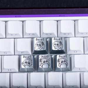 Doro! Metal Keycap Set 5-Piece Zinc Alloy Artisan Keycaps for Mechanical Keyboards Anime Design Cherry MX Compatible Gift Gamers Collectors