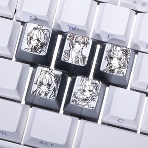 Genshin Liyue Keycap Set Zinc Alloy Laser Engraved Custom Line Art Metal Keycaps for Mechanical Keyboard Anime Gift for Gamers and Fans