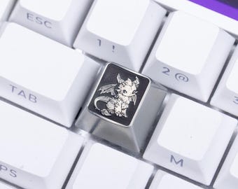 Cute Dragon Metal Keycap Zinc Alloy Engraved Artisan Keycap Mechanical Keyboards Fantasy Design Cherry MX Compatible Gift Gamers Collectors