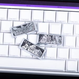 Gundam Metal Keycap Set 3 Piece Zinc Alloy Engraved Spacebars Mechanical Keyboards Anime Mecha Design Cherry MX Compatible Gift for Fans