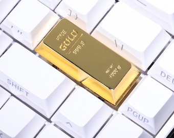 Gold Bar Enter Keycap Zinc Alloy Artisan Key for Mechanical Keyboard Luxury Metal Novelty Keycap Gift Gamers Collectors Custom Keyboard Fans
