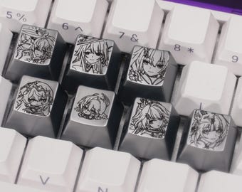 Copritasti in metallo personalizzati con personaggi di Honkai Star Rail, realizzati in lega di zinco, per tastiere meccaniche, ideali come regalo per appassionati di anime e videogiochi, compatibili con Cherry MX.