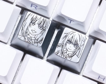 Set di tasti Honkai Impact in lega di zinco con incisione laser, linea personalizzata, artigianali, per tastiere meccaniche, regalo per giocatori anime, decorazione per PC.