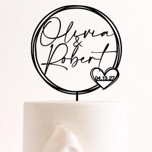 Wedding Cake topper/Personalized cake topper/Rustic cake topper/Custom Heart cake topper/Initial Cake toppers/Boho cake topper/Cake Topper