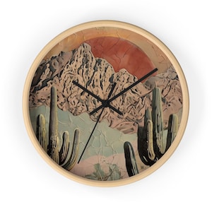 Boho Desert Sunset Wall Clock - Bohemian Home Decor, Cactus Wall Art, Rustic Timepiece, Nature Lover Gift, Southwest Decor
