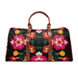 Colorful Floral Waterproof Travel Bag - Stylish Weekender, Overnight Luggage, Beach Tote, Carry-on Bag, Adventure Gear