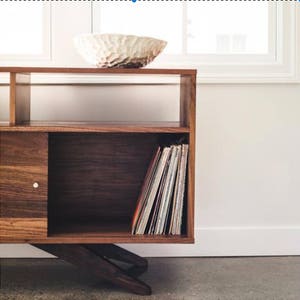 Mid-Century Solid Walnut Divisadero Media/Record Console Sideboard image 4