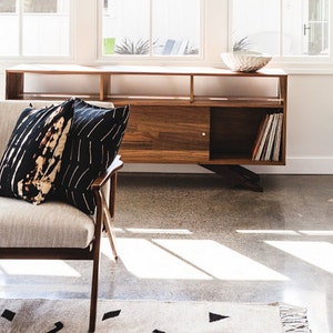 Mid-Century Solid Walnut Divisadero Media/Record Console Sideboard image 1