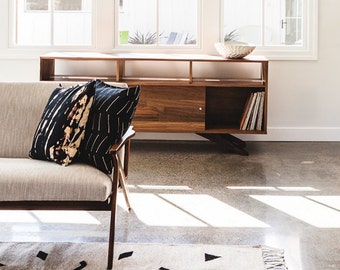 Mid-Century Solid Walnut Divisadero Media/Record Console Sideboard