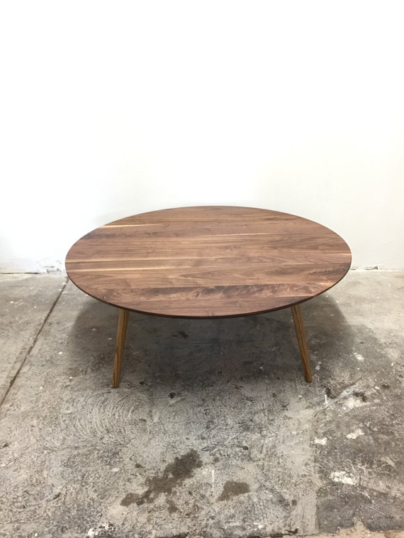 Mid Century Round Walnut Cocktail Coffee Table - Coffee Table Mid Century Round Mid Century Round Walnut Cocktail Coffee Table - Coffee Table Mid Century Round