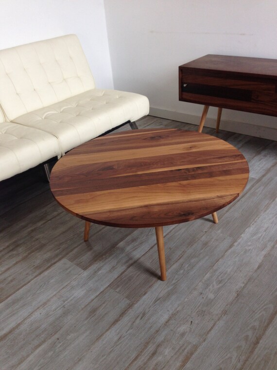 Mid Century Round Cocktail Coffee Table In Walnut Or Oak Mid Century Round Cocktail Coffee Table, Coffee Table Mid Century Round