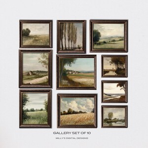 Rustic French Landscape Wall Art Set of 10 – Vintage Countryside Prints, Digital Download Gallery, Pastoral Nature Scenes for Home Decor