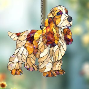 Cocker Spaniel Dog Acrylic Suncatcher, Stained Glass Style Puppy Window Hanging, Cute Pet Lover Sun Catcher Ornament Gift 2025 bild 1