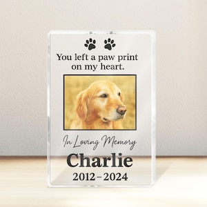 Custom Dog Memorial Gift, Personalized Pet Loss Acrylic Block, In Loving Memory Keepsake with Photo, Dog Tribute Plaque