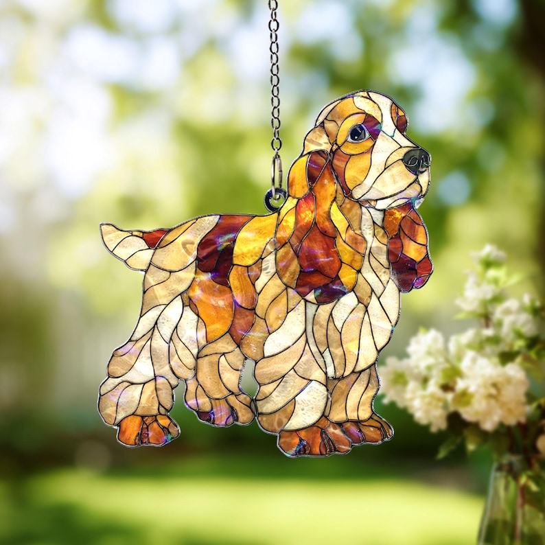 Cocker Spaniel Dog Acrylic Suncatcher, Stained Glass Style Puppy Window Hanging, Cute Pet Lover Sun Catcher Ornament Gift 2025 bild 3