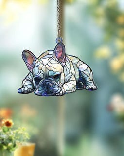 French Bulldog Stained Glass Suncatcher, Acrylic Dog Window Hanging Decoration, Cute Pet L