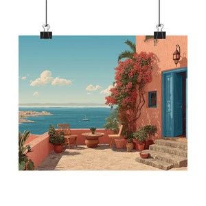 Coastal Vibes Matte Poster - Serene Seaside Garden Decor